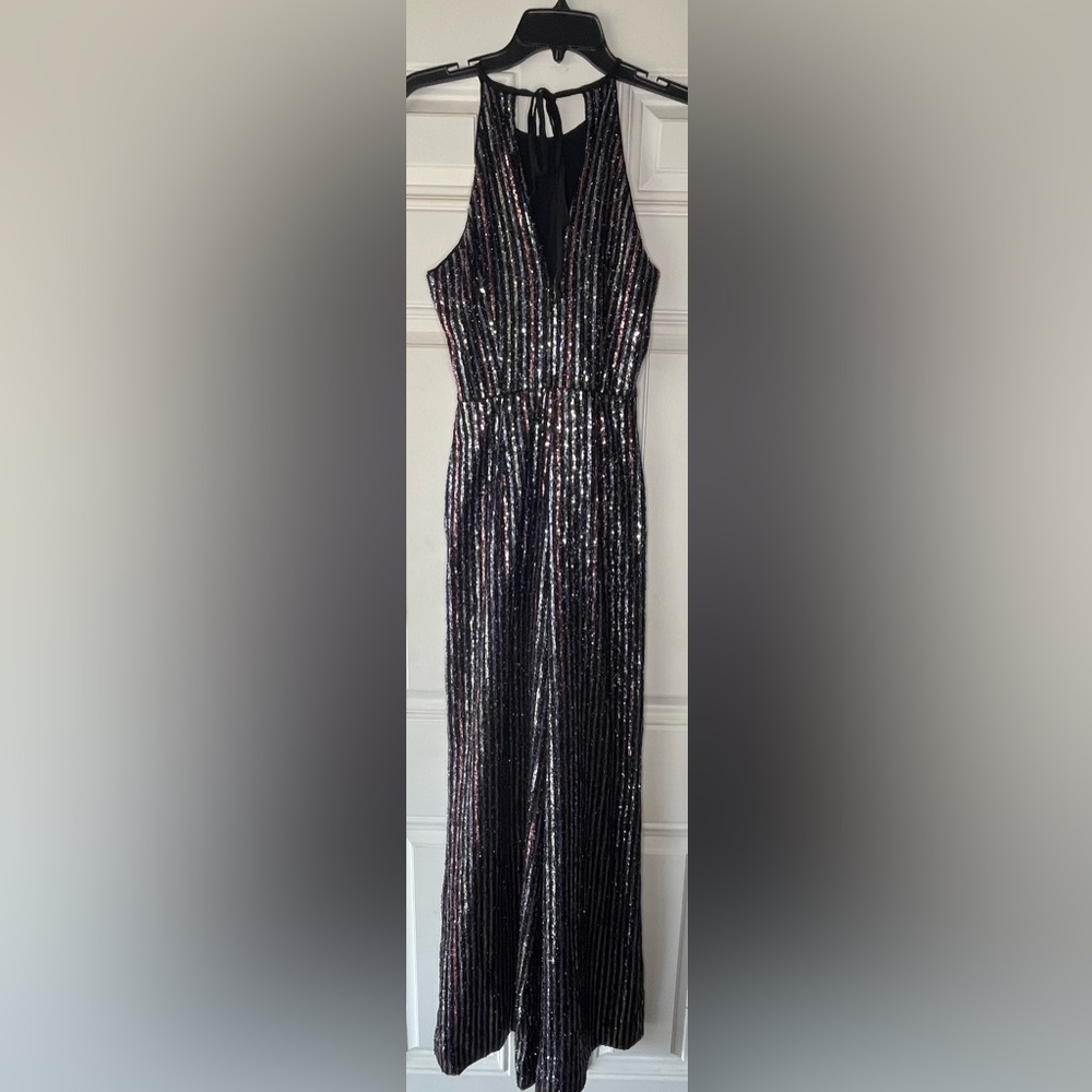Anthropologie Maeve Disco Halter Jumpsuit size 0 wide leg womans - Picture 8 of 11